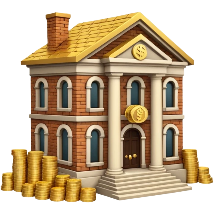 a bankhouse with money emoji