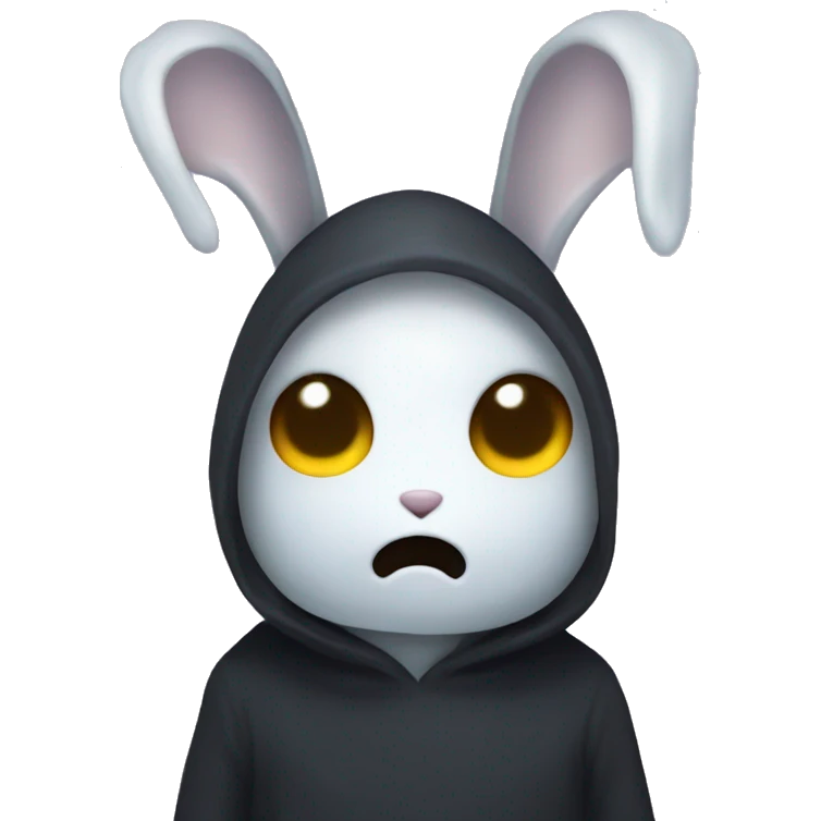 black rabbit disguised like a ghost with ears sticking out emoji
