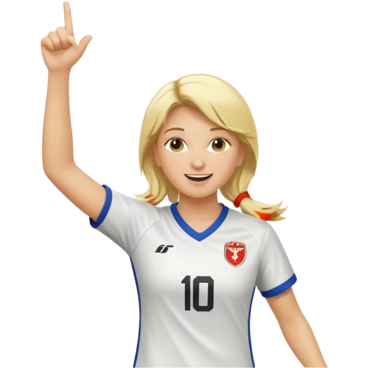 blond soccer girl, celebrating a goal emoji