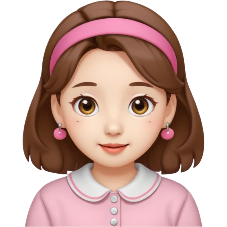 “Cartoon emoji of Nayeon from TWICE, short round face, puffy cheeks, big round eyes with gentle droop, button nose, playful smile, cute hairband” emoji