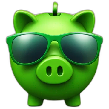 green piggybank with sunglasses emoji