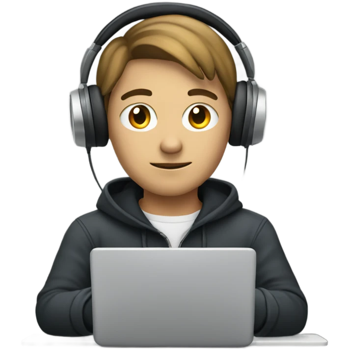 Hacker working on a computer wearing headphones emoji
