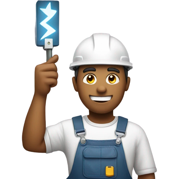 electrician holding high voltage sign emoji