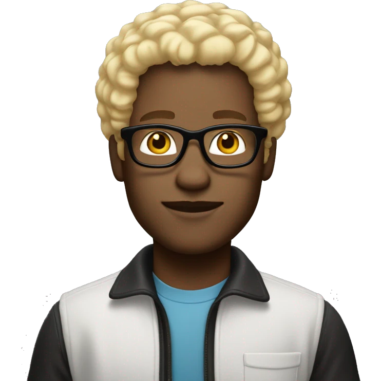 man. white skin blonde small afro and glasses in mcdonald’s outfit emoji