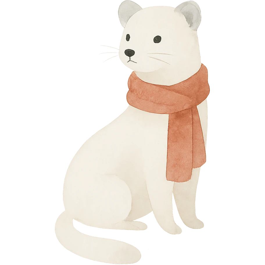 une hermine avec une écharpe emoji