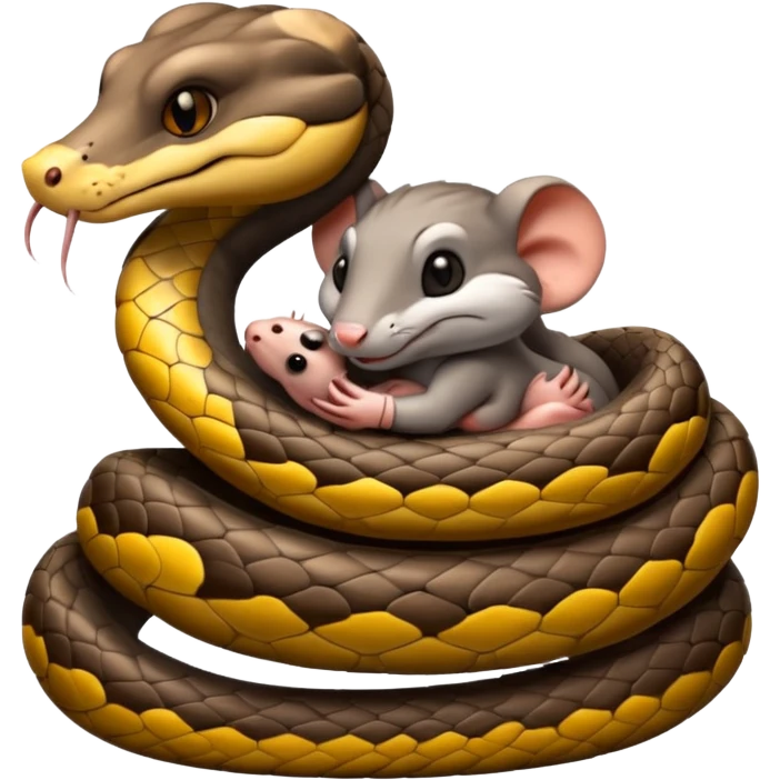snake cuddling a rat emoji