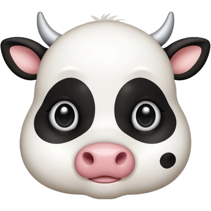 simple kawaii cow face, very simple dot eyes, big pupils emoji
