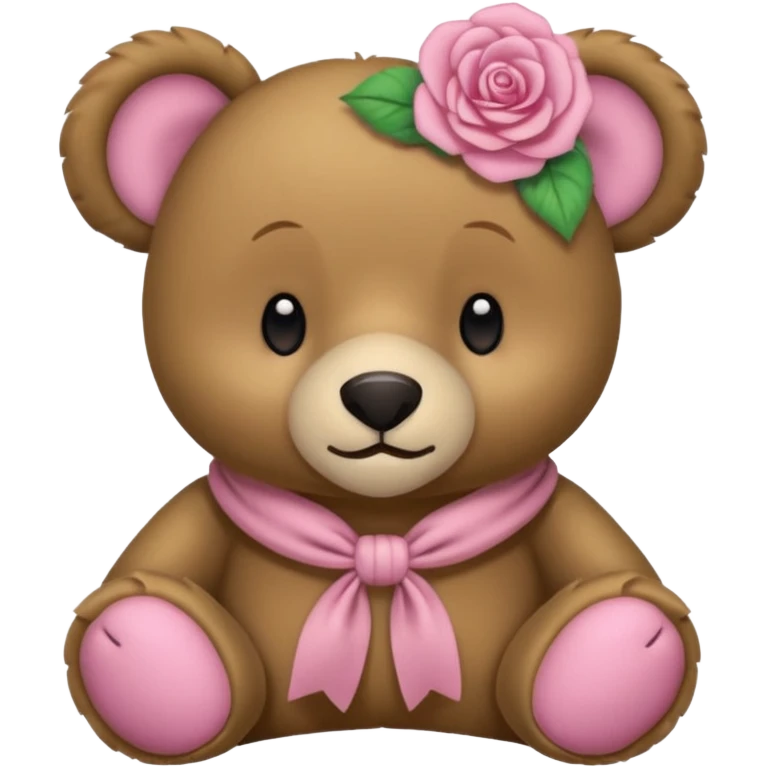 Ein süßer teddybär der mit einer hellrosanen decke zugedeckt ist und eine Schleife am Ohr hat emoji