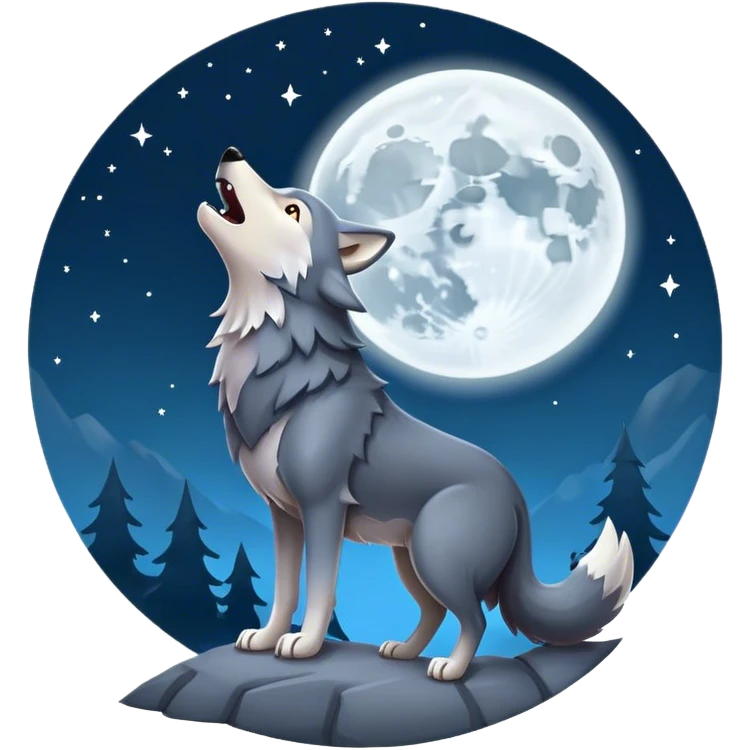 Lupo che ulula alla luna emoji