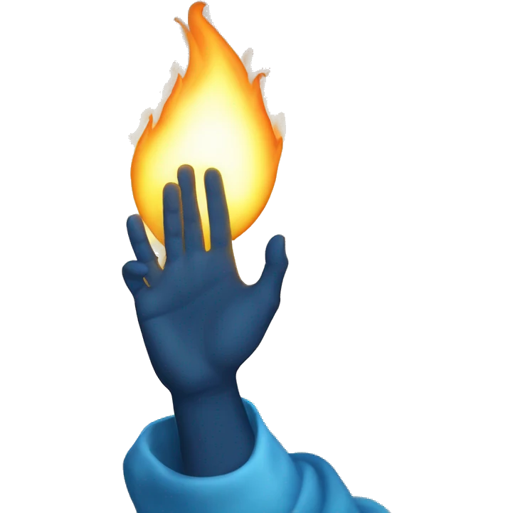 Prayer hands in blue fire  emoji