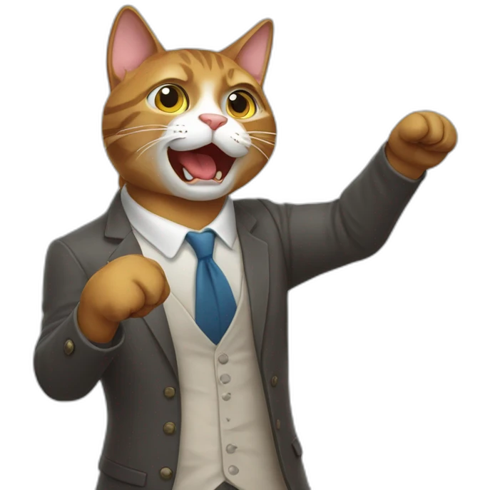 Bust-up of a cat raising its right hand to show consent emoji