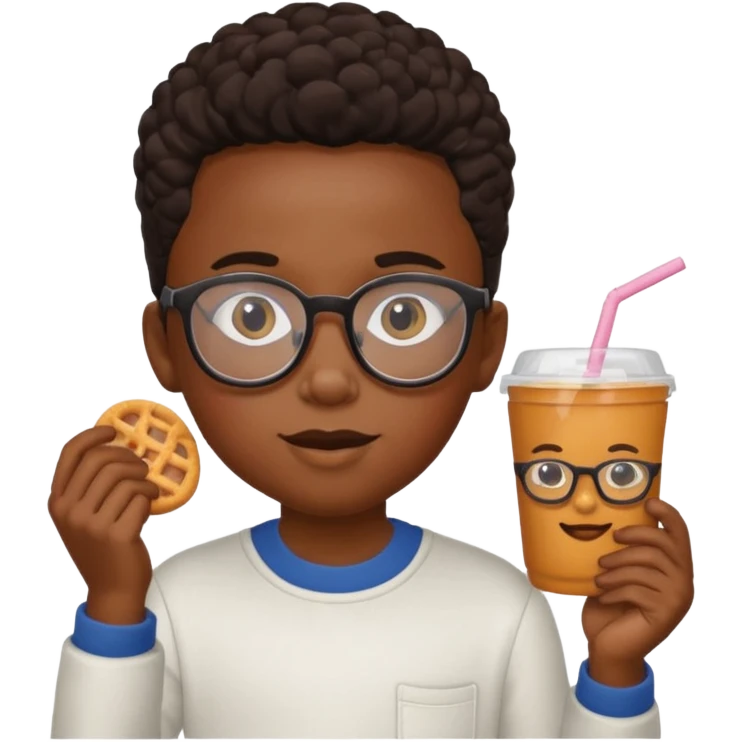 snack holding black kid with glasses on eyes emoji