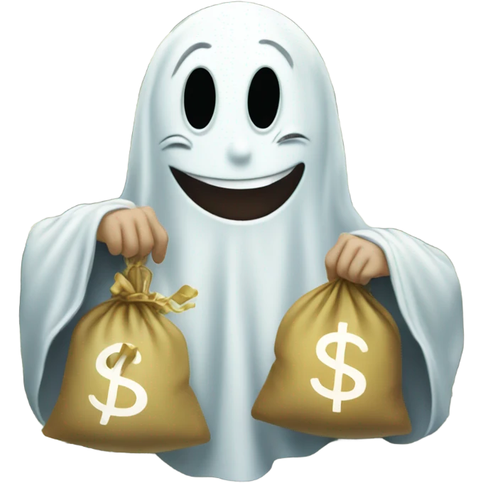 A ghost with a lot of money emoji