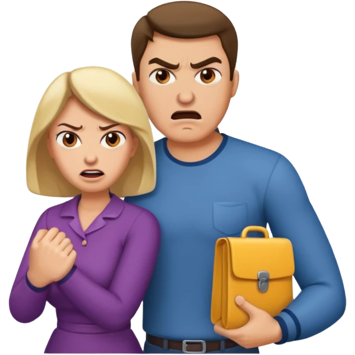 a man angrily moving his wife out the way  emoji