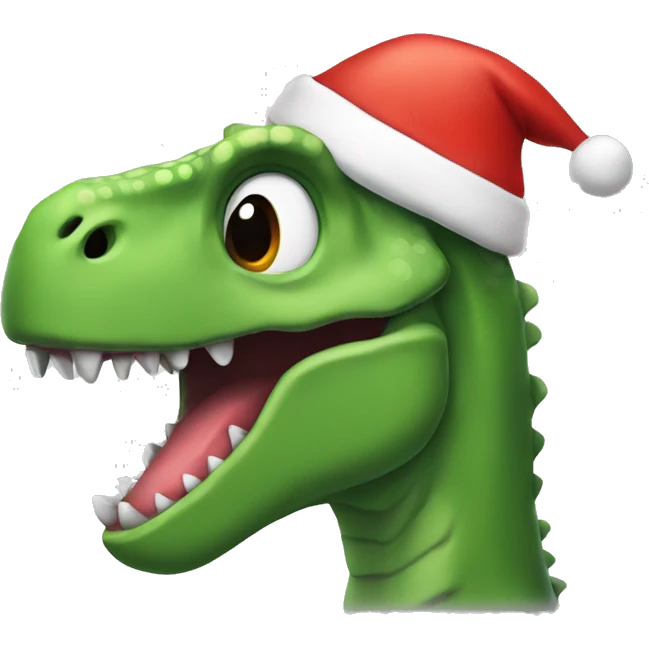 Dinosaur with Christmas hat on emoji