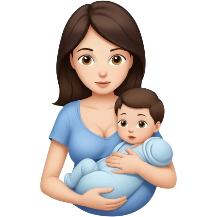 Beautiful brunette breastfeeding baby boy emoji