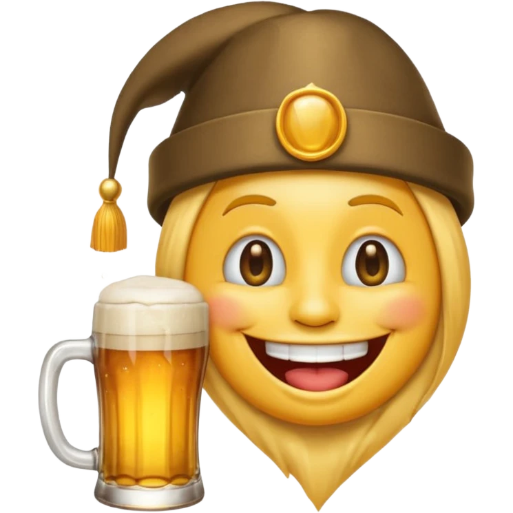 Ein lachendes Emoji mit Bierglas und Gamsbart Hut emoji