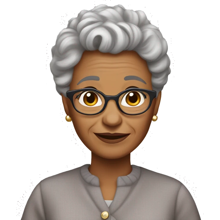low fade caramel skin color gray hair blind beautiful grandma  emoji