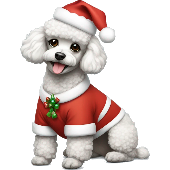Poodle dog wearing Christmas attire  emoji