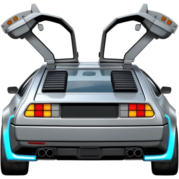 Silver DMC 12 Delorean rear backview emoji