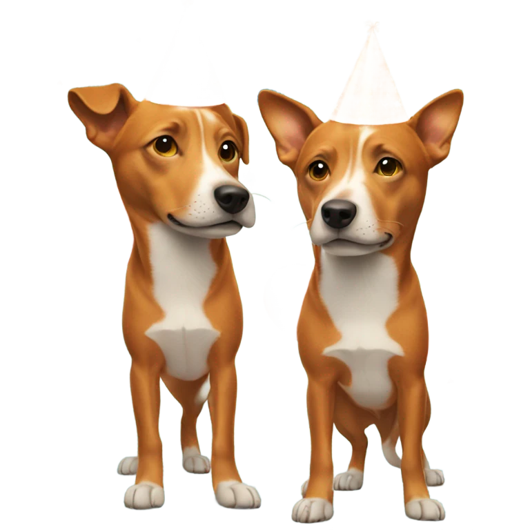 Orange dog wearing birthday hat emoji