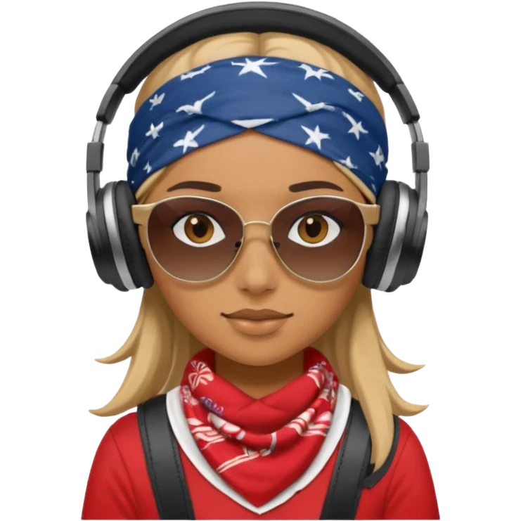 girl with shades, headphones and bandana emoji
