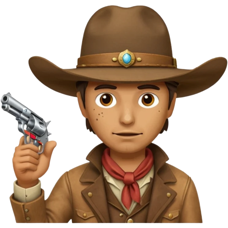 A cowboy pointing his revolver in your face  and saying, "Give me your money." emoji
