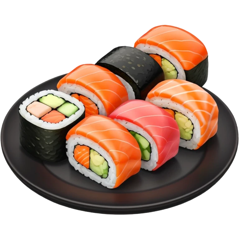 Sushi rolls rice outside restaurant plate emoji