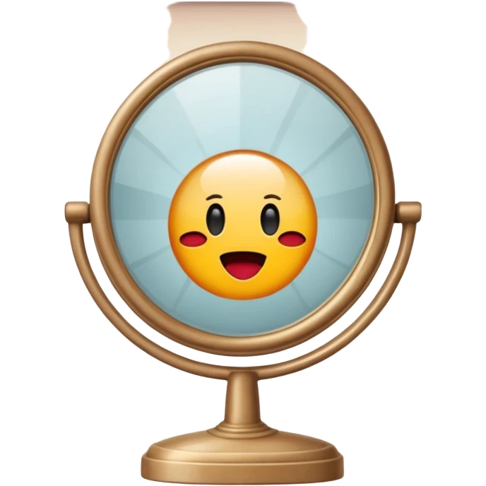 Minimalist emoji-style sticker of a vanity mirror with dim bulbs and cracked glass, words “Am I real yet?” smeared in dusty lipstick tone


 emoji