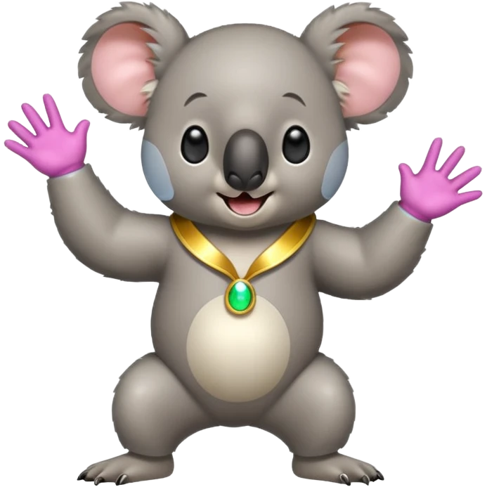 A koala in disco clothes, dancing enthusiastically, portrait, bust up emoji