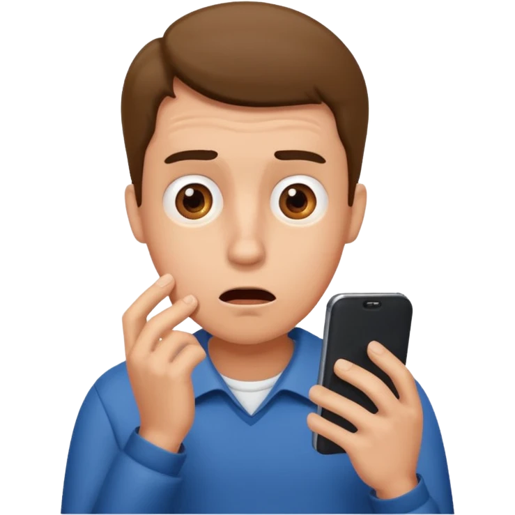 a guy confused why someone is showing him a phone emoji