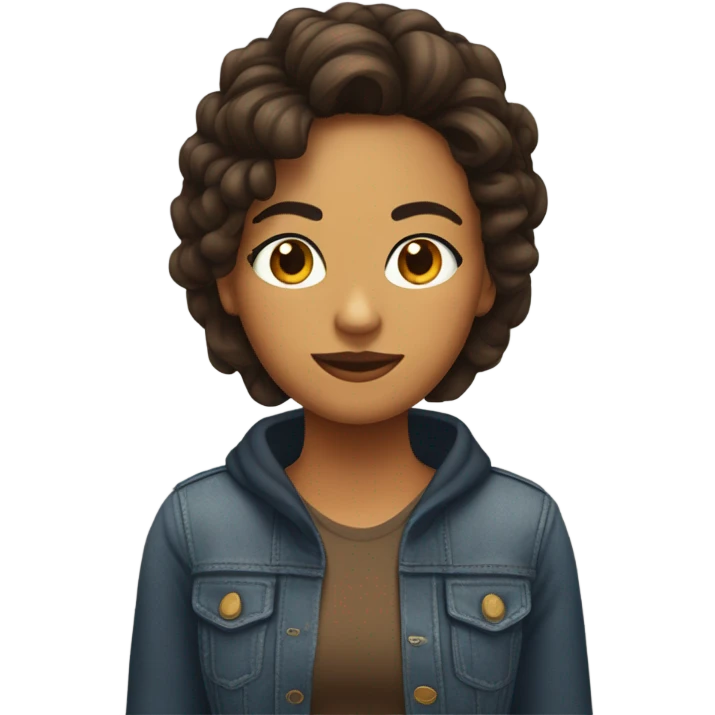 chica con cabello mediano, con ojos marrones oscuros, y de tez trigeña emoji