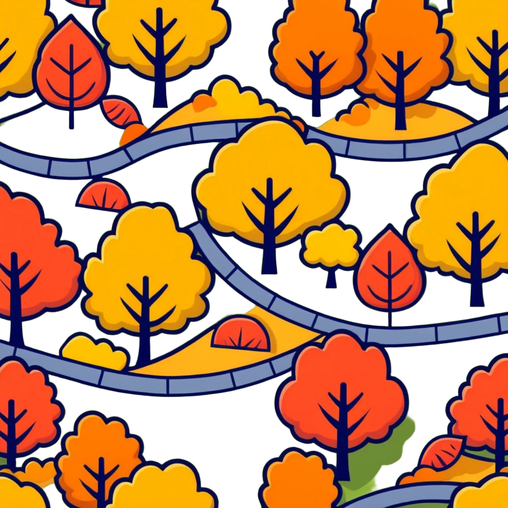 autumn fall scene with vibrant, multicolored leaves and trees emoji