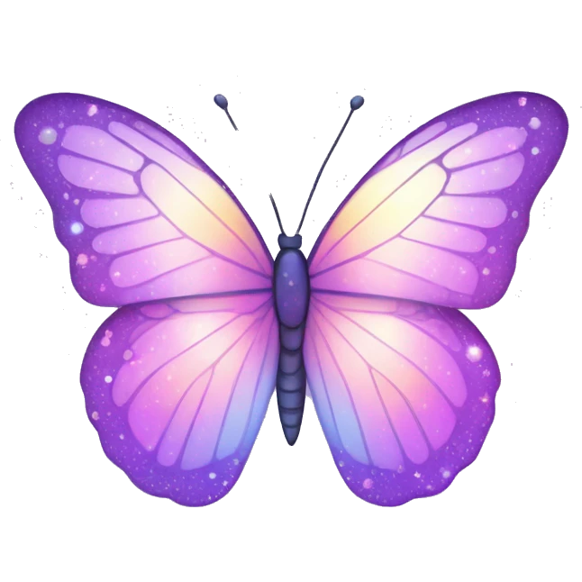 Sparkly Pastel purple-gradient iridescent butterfly emoji