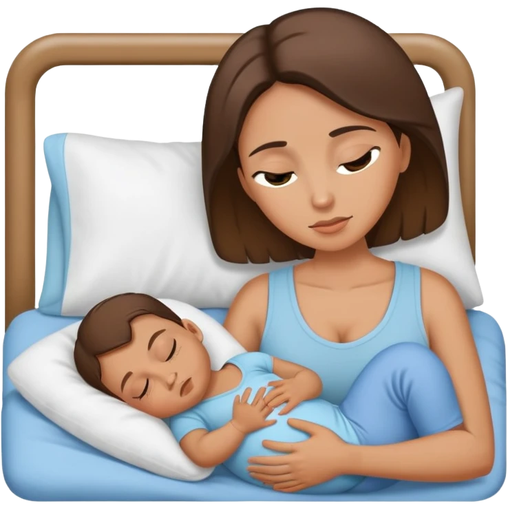 Light brunette fit mom forcing baby boy go to sleep emoji