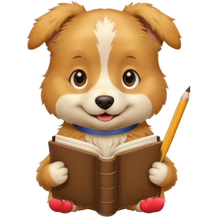funny full dog with diary and pen emoji