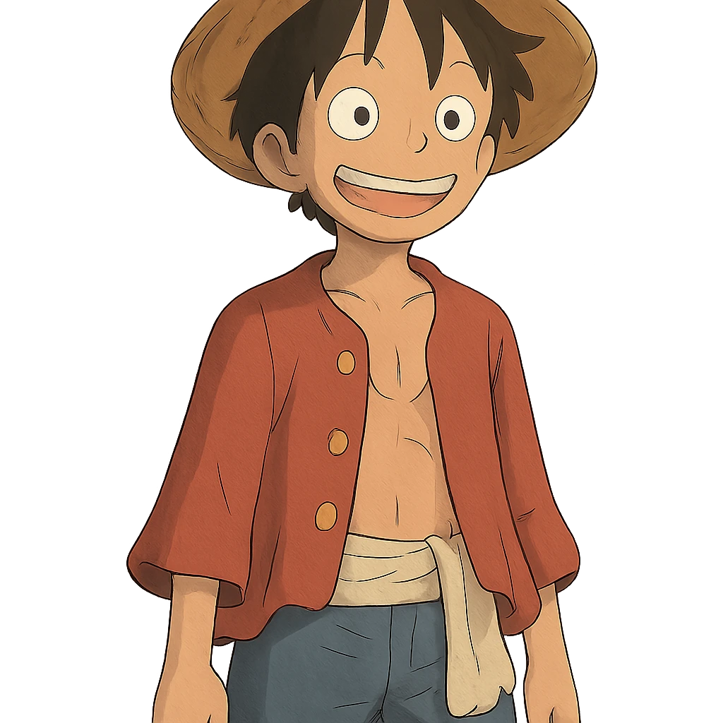 Luffy from One Piece in ghibli style emoji