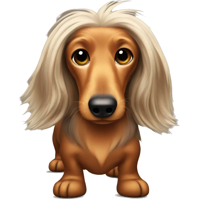 Long haired dachshund with spiky antenna hair emoji