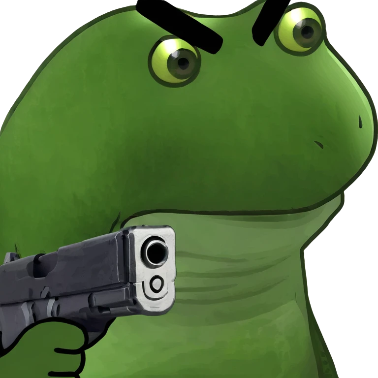 AngryFrog with gun emoji