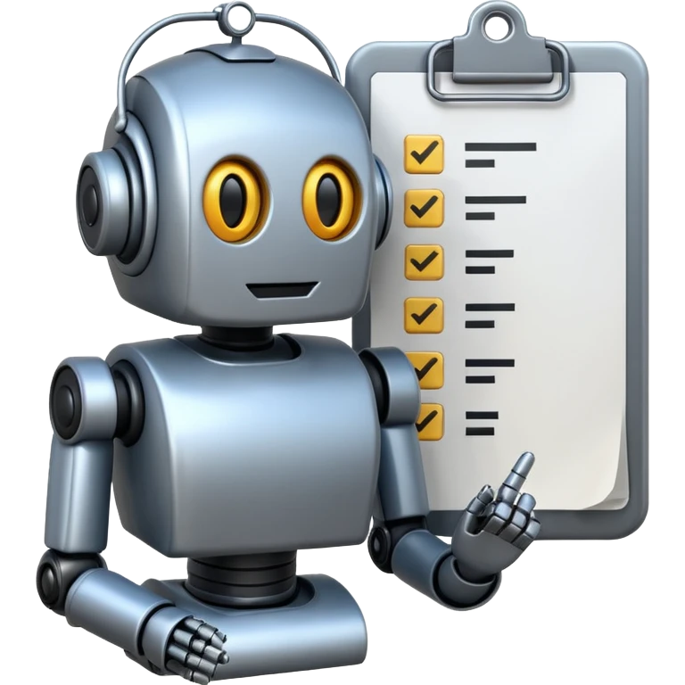 emoji of a checklist for a robot emoji