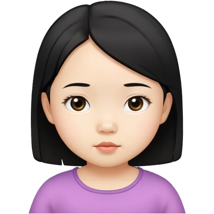 close up toddler girl face, Asian small eyes, light skin, straight black hair, no body, no neck emoji