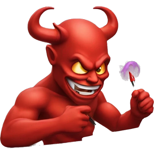 devil on the phone, writing on a laptop emoji