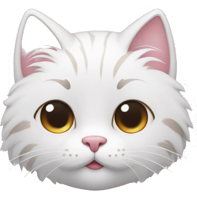 cat with white fur and pink blush emoji
