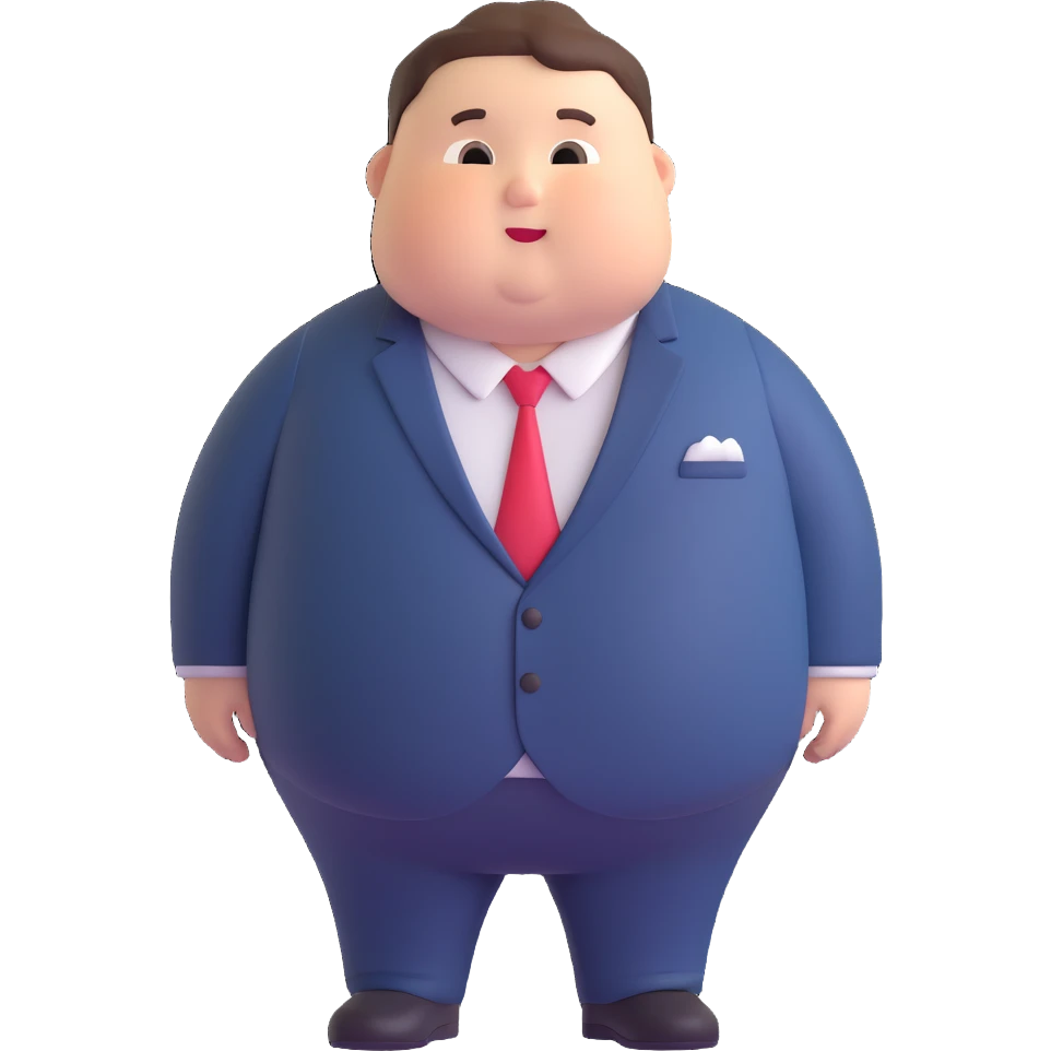 A chubby funny person in a formal suit emoji