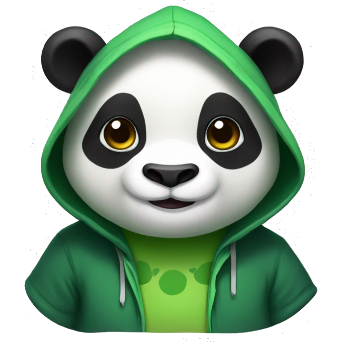 panda wearing frog hoodie emoji