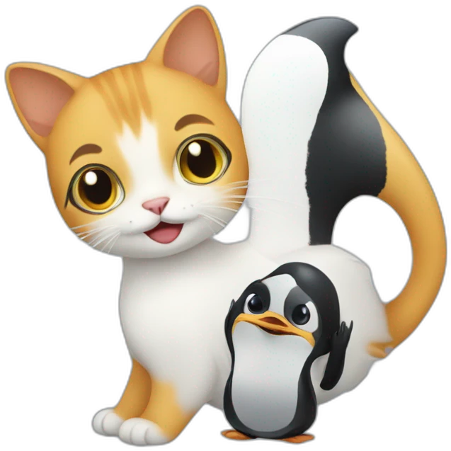 cat with a pinguin  emoji