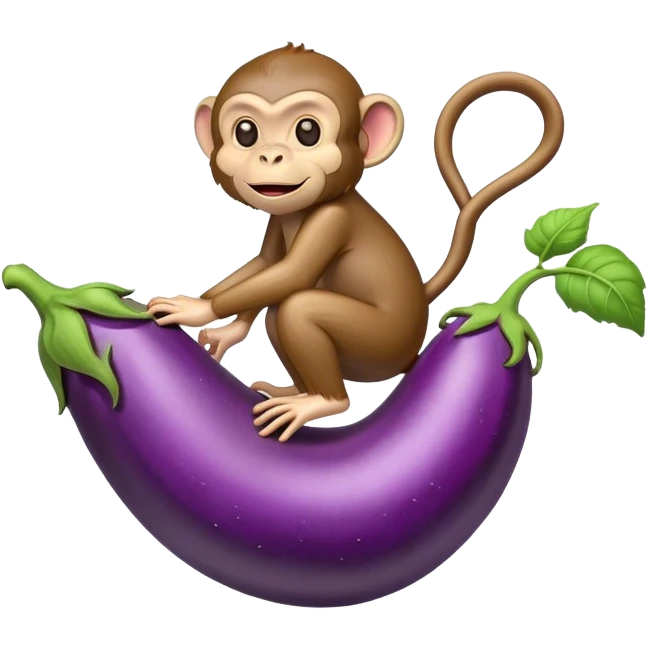 monkey riding a eggplant emoji