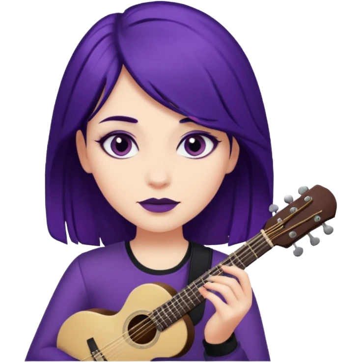 A girl with dark purple hair and musician  emoji