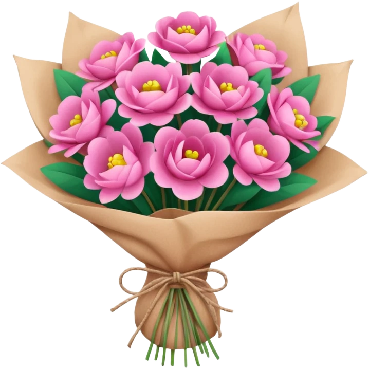 Pink Flower bouquet wrapped in kraft paper emoji