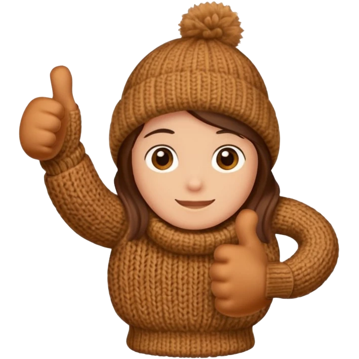 thumbs up in brown knit mitten emoji
